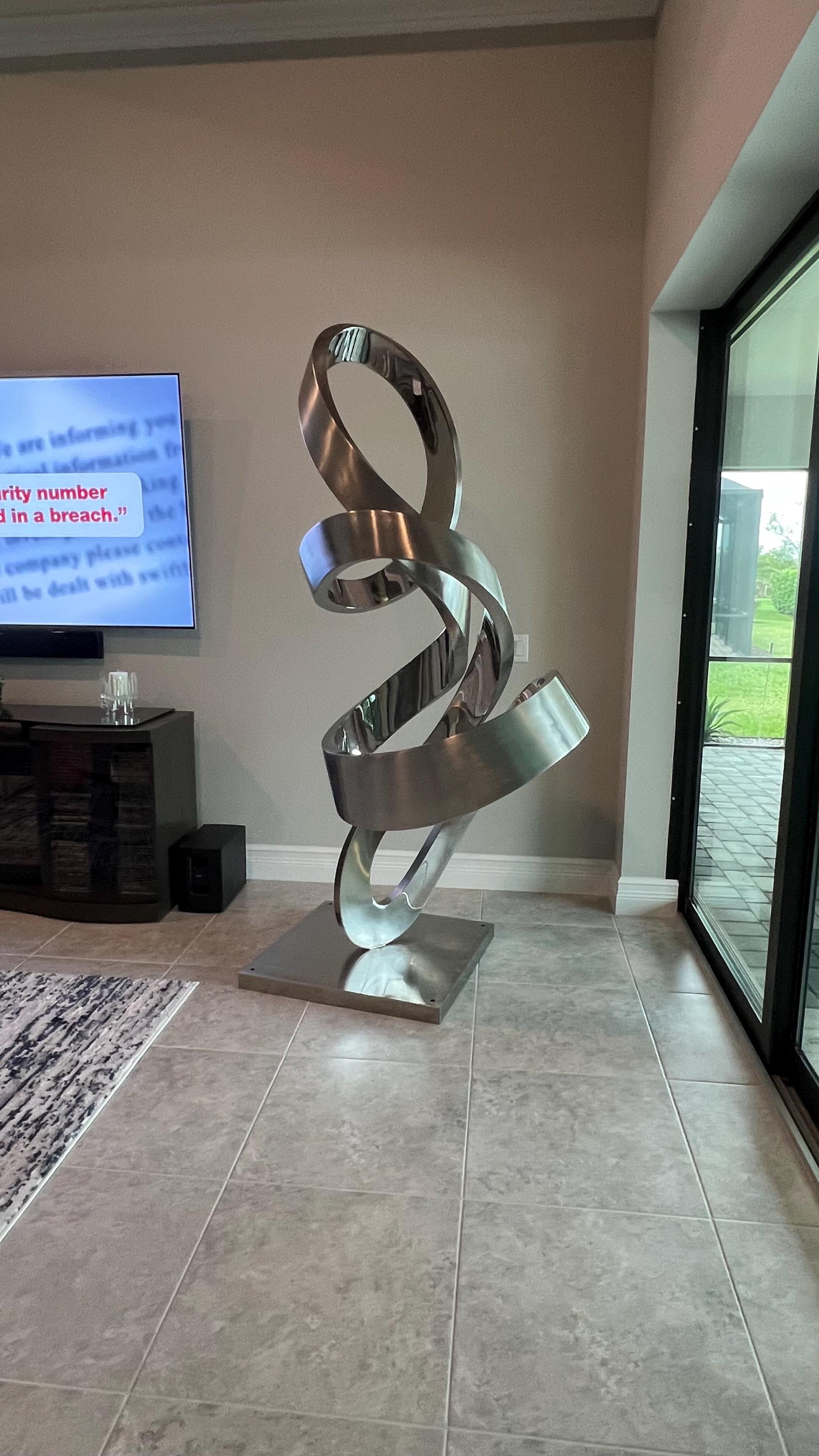 Large Abstract Sculpture, Garden Statue, High Polished Stainless Steel ...