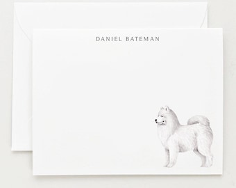 Samoyed Stationery, Personalized Dog Gift, Dog Note Card Set of 12