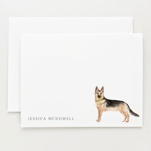 German Shepherd Stationery, Personalized Dog Gift, Dog Note Card Set, German Shepherd Watercolor Gift