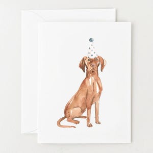 Vizsla Card, Dog Birthday Card, Blank Card for Birthday, Vizsla with Party Hat