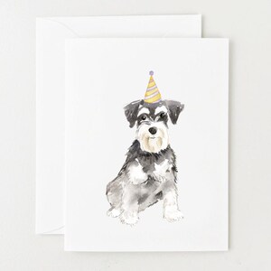 Miniature Schnauzer Card, Dog Birthday Card, Dog Wearing Party Hat