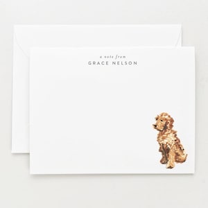Labradoodle Stationery, Personalized Gift, Dog Note Card Set with Envelopes, Golden Apricot