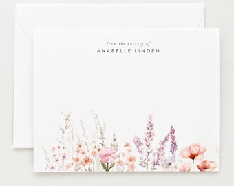 Cartes de remerciement pour baby shower, cadeau de baby shower, papeterie pour bébé, fleurs de la chambre de bébé
