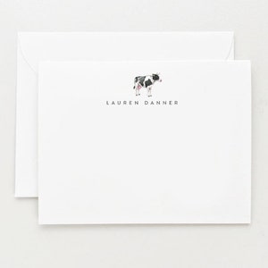 Cow Stationery Set of 12, Watercolor Farm Note Cards, Cute Cow Gift