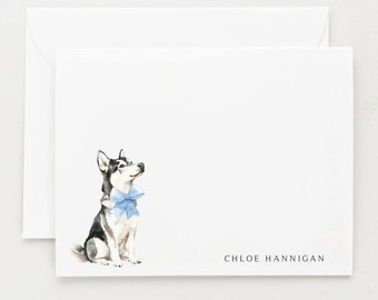 Papeterie Husky, cadeau chien personnalisé, jeu de cartes de correspondance chien, husky sibérien