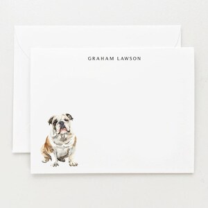 English Bulldog Stationery, Personalized Dog Gift, Dog Note Card Set of 12