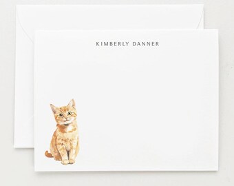 Personalized Orange Tabby Cat Note Card Set