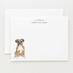 Boxer Stationery, Personalized Dog Gift, Dog Note Card Set of 12 Flat Cards