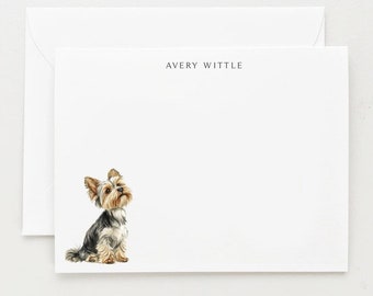 Yorkie Stationery, Personalized Dog Gift, Dog Note Card Set with Envelopes