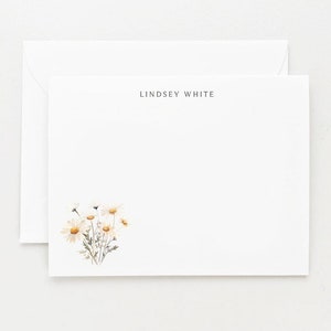 Daisy Mother&#39;s Day Gift, Personalized Stationery Set, Pretty Flower Note Card Gift Box Set of 12