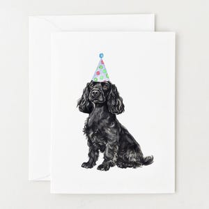 Black Cocker Spaniel Card, Dog Birthday Card, Blank Card for Birthday