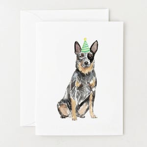 Australian Cattle Dog Card, Dog Birthday Card, Blank Card for Birthday, Blue Heeler