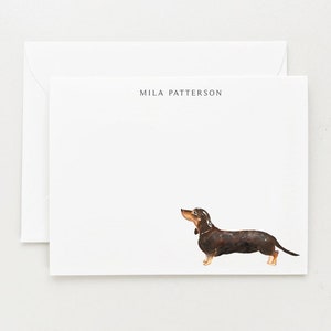 Dachshund Stationery, Personalized Dog Gift, Dog Note Card Set, Black and Tan Dachshund