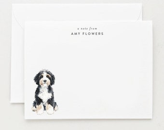 Papeterie Bernadoodle, cadeau personnalisé, jeu de cartes de correspondance aquarelle chien avec enveloppes