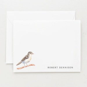 Set of 12 Bird Stationery, Personalized Bird Gift, Watercolor Birds