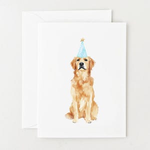 Golden Retriever Card, Dog Birthday Card, Blank Card for Birthday