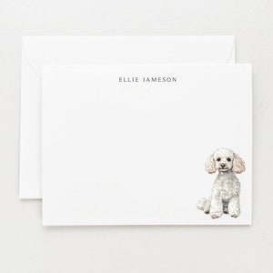 Toy Poodle Stationery, White Cream Miniature Poodle, Personalized Dog Gift, Dog Note Card Set