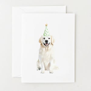 Carte crème Golden Retriever, carte d'anniversaire chien, carte vierge pour anniversaire image 1