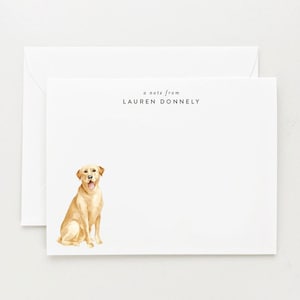 Labrador Retriever Stationery, Personalized Gift, Yellow Lab Dog Note Card Set with Envelopes