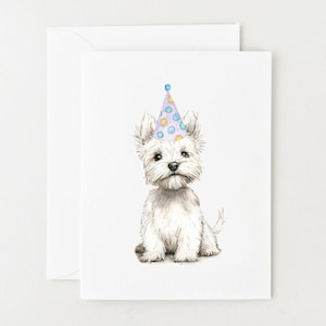 Westie Birthday Card, Dog Greeting Card Set, Blank Card for Birthday, Westie Gift