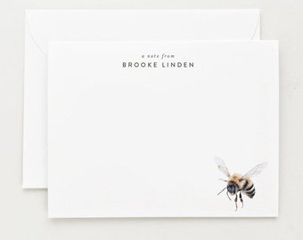 Juego de tarjetas personalizadas con diseño de abejas: papelería con diseño de abejorro en acuarela