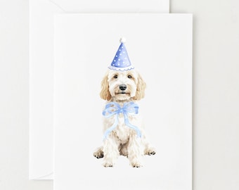 Carte d'anniversaire Labradoodle crème, carte d'anniversaire de chien, Goldendoodle, Labradoodle australien