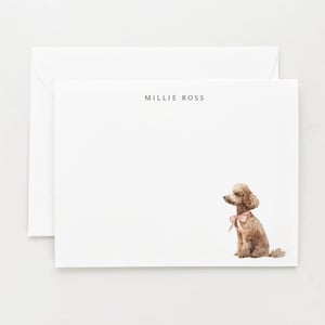 Poodle Stationery, Personalized Dog Gift, Dog Note Card Set with Envelopes, Mini Poodle