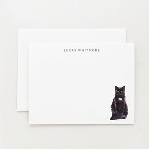 Black Cat Stationery, Personalized Gift For Her, Gift for Women, Cat Note Cards Stationery Set with Envelopes