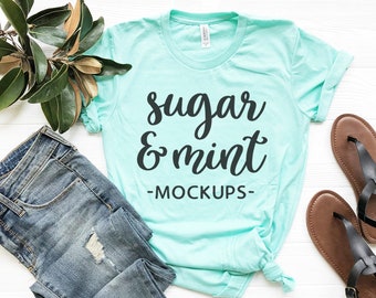 Download Mint T Shirt Bella Canvas Mockup 3001 Unisex Tee Online Mockup Print File Generator PSD Mockup Templates