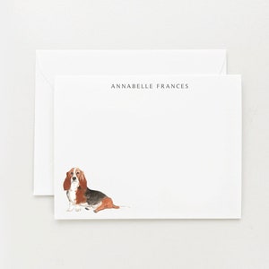 Basset Hound Stationery, Personalized Gift, Dog Note Card Set with Envelopes