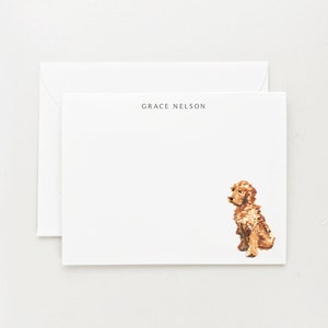 Labradoodle Stationery, Personalized Gift, Dog Note Card Set with Envelopes, Golden Apricot