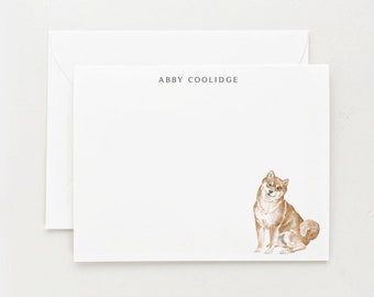 Shiba Inu Stationery, Personalized Dog Gift, Dog Note Card Set with Envelopes