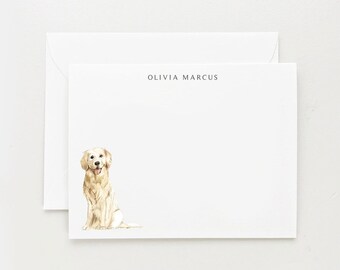 Golden Retriever Stationery, Personalized Dog Gift, Dog Note Card Set with Envelopes