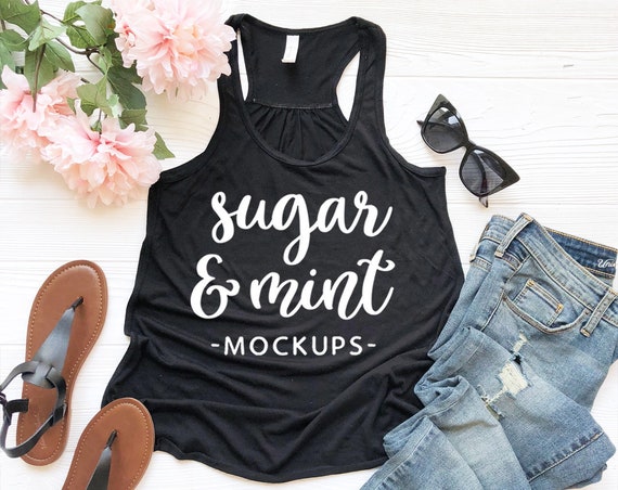 Black Racerback Tank Top Mockup Bella Canvas 8800 Womens