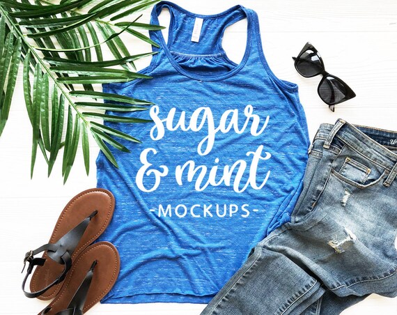 True Royal Marble Racerback Tank Top Mockup Bella Canvas True Royal Marble Racerback Tank Top Mockup Bella Canvas