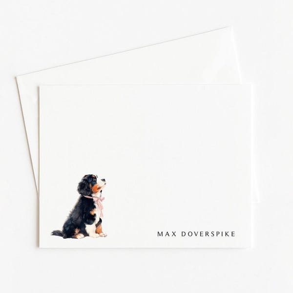 Bernese Mountain Dog Note Cards: Personalized Dog Stationery Set