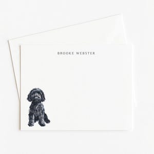 Black Labradoodle, Goldendoodle Stationery, Personalized Dog Note Card Set of 12, Doodle Gift