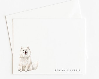 Samoyed Stationery, Personalized Dog Gift, Dog Note Card Set of 12 with Envelopes