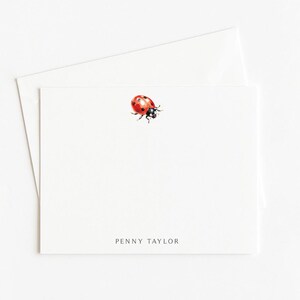 Ladybug Stationery, Personalized Note Card Gift, Set of 12
