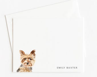 Yorkie Stationery, Personalized Dog Gift, Dog Note Card Set with Envelopes