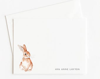 Watercolor Rabbit Note Card Set, Cute Bunny Gift