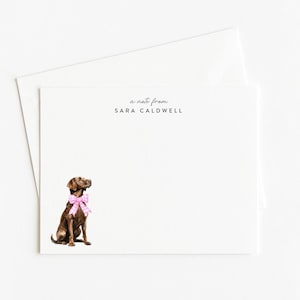 Chocolate Lab Stationery, Brown Labrador Retriever Gift, Set of 12 Flat Note Cards
