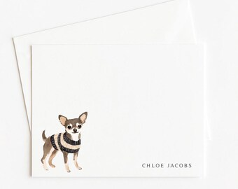 Black Chihuahua Note Card Set: Personalized Dog Stationery