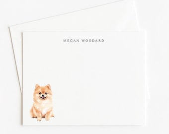 Pomeranian Stationery, Personalized Dog Gift, Dog Note Card Set of 12