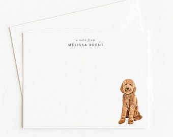 Goldendoodle Stationery, Personalized Dog Gift, Dog Note Card Set with Envelopes