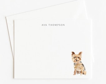 Yorkie Stationery, Personalized Dog Gift, Dog Note Card Set with Envelopes
