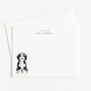 Bernadoodle Stationery, Personalized Gift, Watercolor Dog Note Card Set with Envelopes
