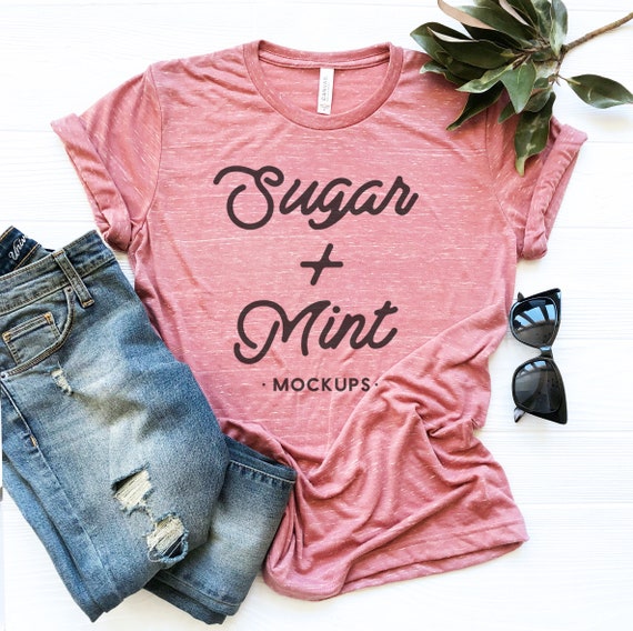 T-Shirt Mockup Bella Canvas 3650 Unisex Mauve Marble