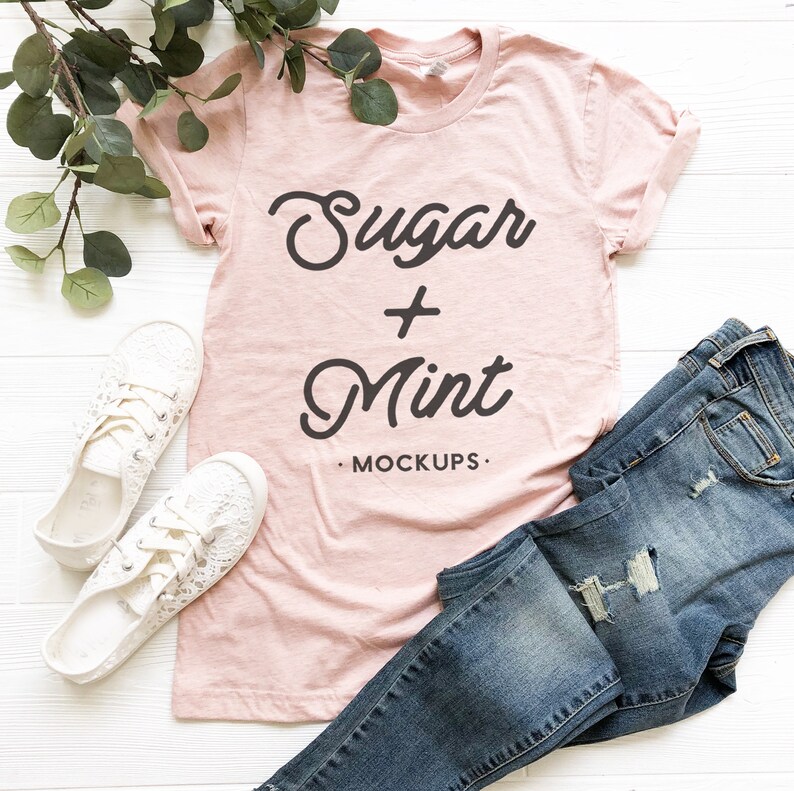 Download Bella Canvas T Shirt Mockup 3001 Heather Prism Peach | Etsy