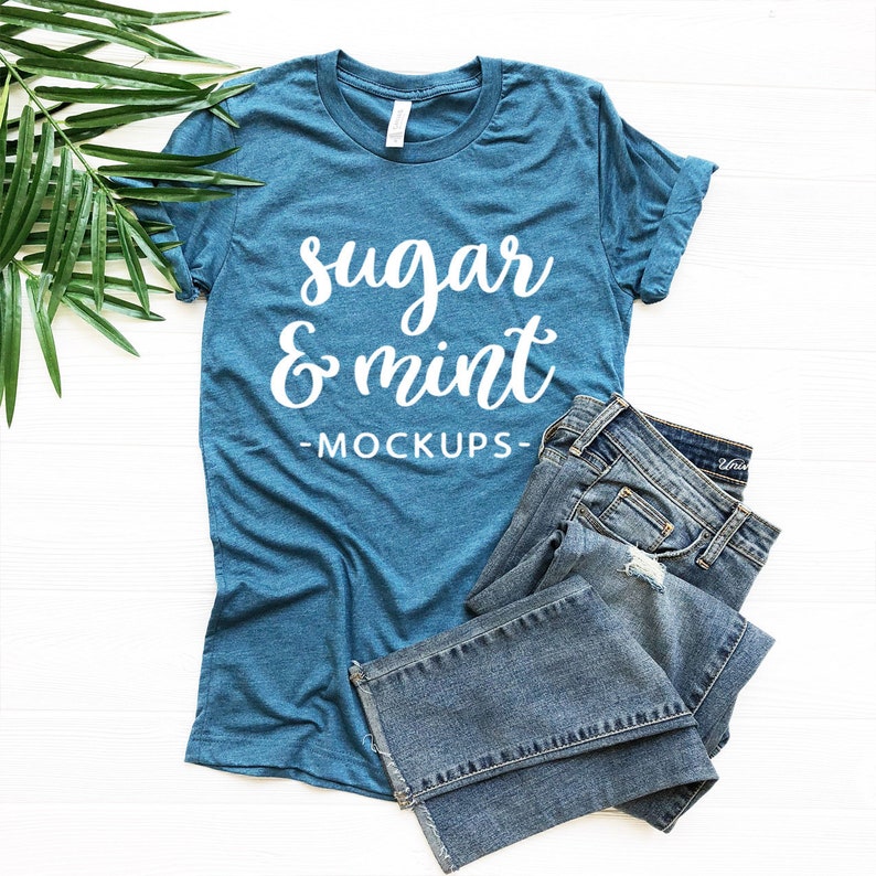 Download Bella Canvas Mockup 3001 Heather Deep Teal Unisex T Shirt ...